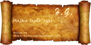 Hajka György névjegykártya